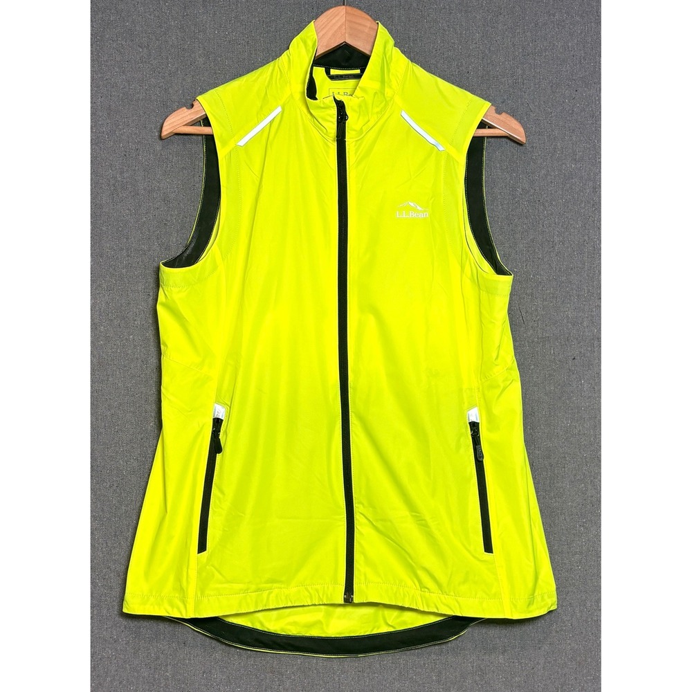 LL Bean Womens Neon Yellow Reflective Cycling Running Vest Small